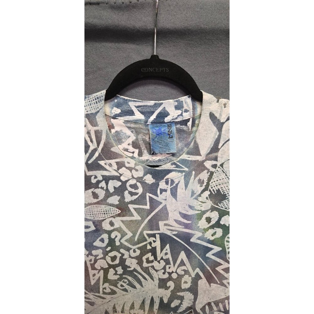 Vintage EZL Marcy n' Me Batik Eclectic Safari Painted All Over Print Graphic T-S - Picture 9 of 11